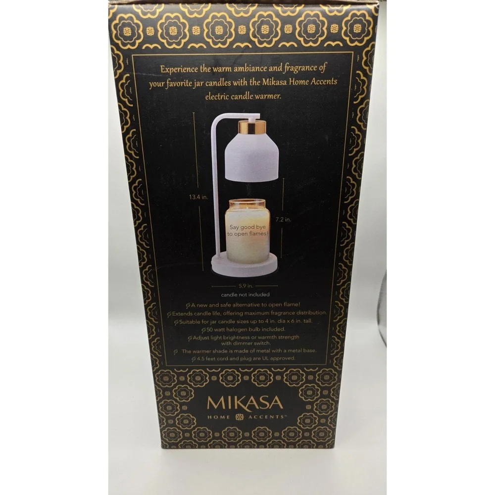 Mikasa Home Accents Electric Candle Warmer Lamp White Dimmable HTF